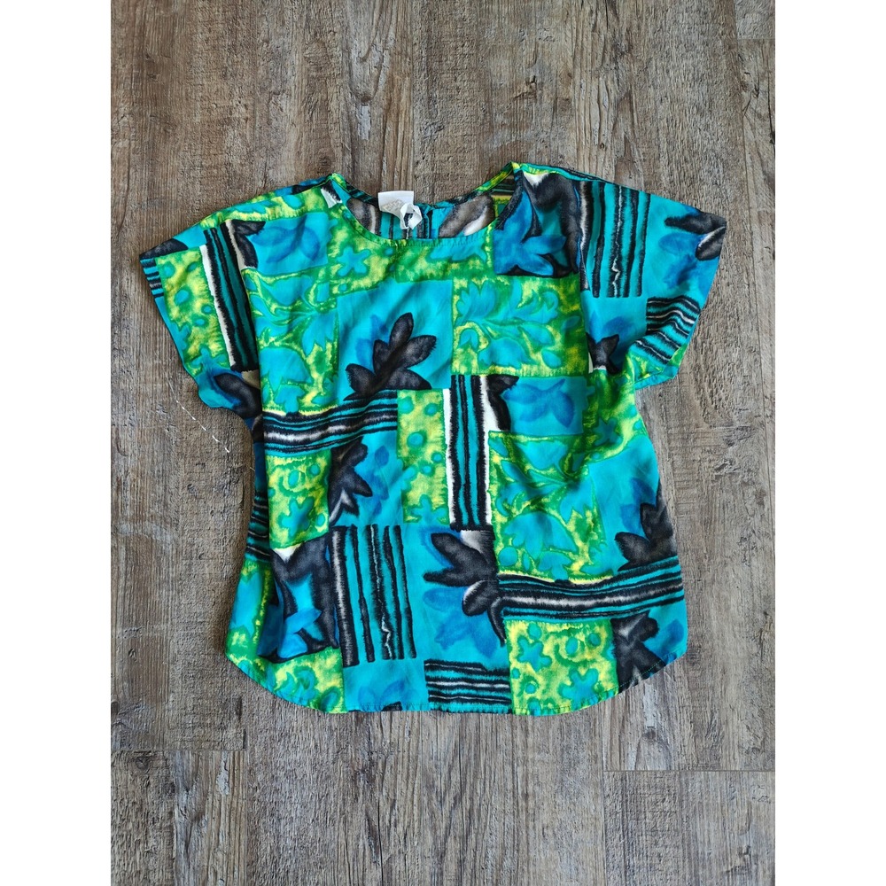 Bright Turquoise & Green Patterned Top
